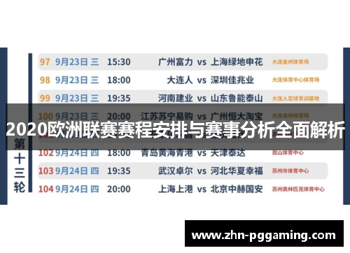 2020欧洲联赛赛程安排与赛事分析全面解析